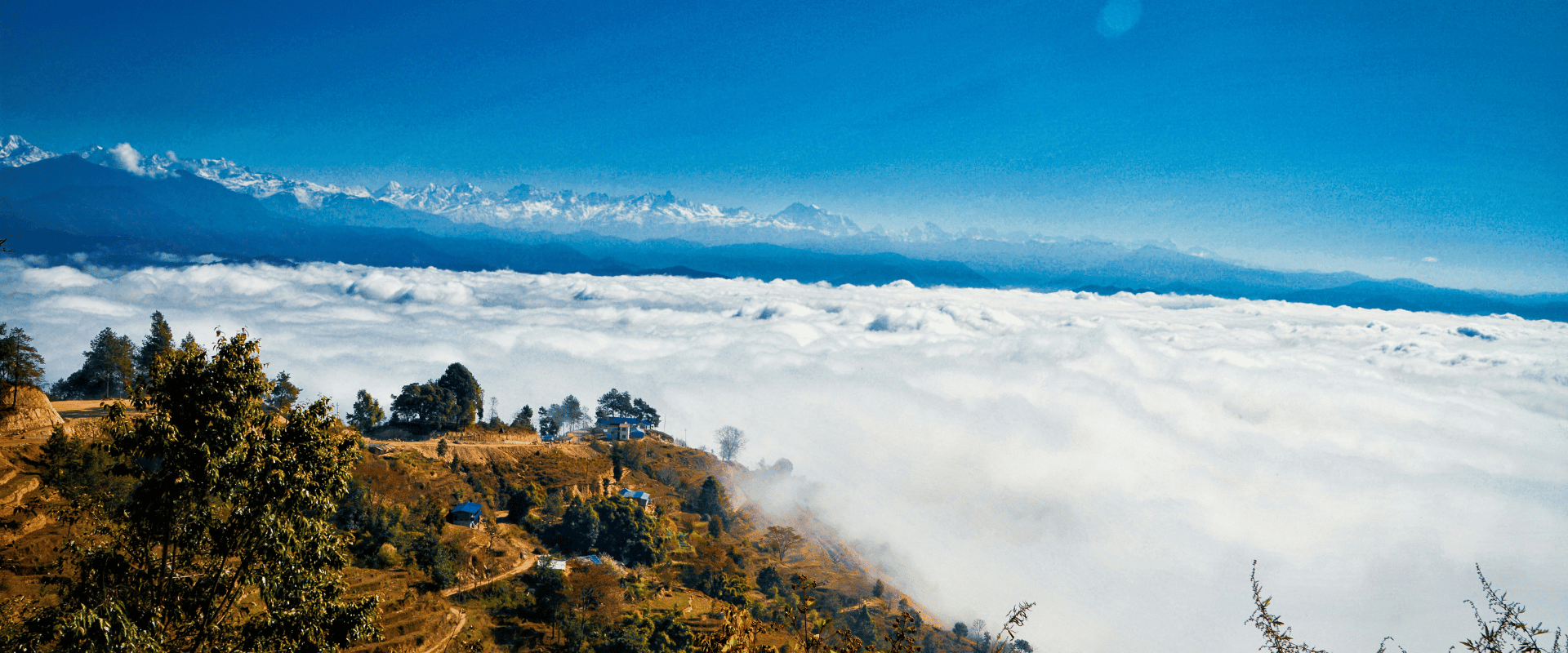 A picture of Chisapani Nagarkot Trek as a short, beginners, family oriented trek passing through villages, forests, and scenic landscapes near kathmandu